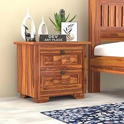 DEV ART PLACE Solid Sheesham Wood Bedside Table | Wooden Bed Side Tables with Drawers | Nightstand Side Table for Bedroom | Nigh Stand End Table with 2 Drawer Storage for Home | Brown-image-84