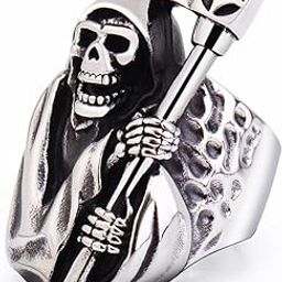 No-Tarnish No-Rusting 2-Tone Skull Grim Reaper Bikers Ring for Men and Boys (Ring0603) US Size 9-image-3