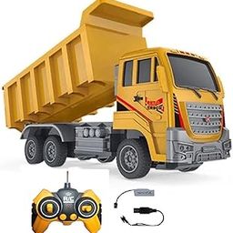 HALO NATION® Remote Control Dump Dumper Truck 6-Channel with Music, Head Light for Kids, Yellow-image-7