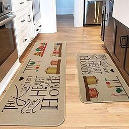 Glaceon Anti Fatigue Kitchen Rug Sets 2 Piece Non Slip Kitchen Mats for Floor Cushioned Kitchen Rugs and Mats Waterproof Comfort Standing Mat Runner for Kitchen,Home Office,Sink,Laundry (Heart MAT)-27