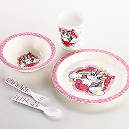 NESTIC Exclusive Unicorn Design, Melamine Kids Set, 5-Pieces (1 x Plate, 1 x Bowl, 1 x Glass, 1 x Spoon, 1 x Fork) - Unicorn Design (Unicorn)-3