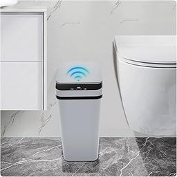 QSFWCSM Bathroom Trash can, Contactless Trash can, 11L Plastic PP Trash can, with Motion Sensor, Kitchen, Bathroom, Office, Bedroom Trash can (Grey)-picture-8