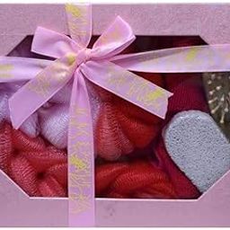 EZ Life 5 Pcs Spa Bath Hamper Set - Pink - Loofah, Scrubber, Brush, Pumice Stone & Napkin-image-22