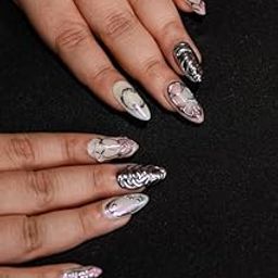 Becks Beauty Press On Nails With Glue | KOREAN CHROME PINK | Artifical Nails Set | Handmade Nails | Long Lasting Design | Pack Of 24 Nails | Glue Tabs and Cuticle Oil included | Reusable Extension | For Women-image-84