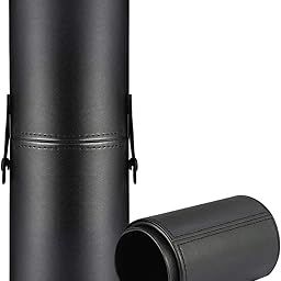 Large Makeup Brush Holder For Makeup Artist&Makeup Brushes Set Organizer For Travel,Premium Pu Leather Makeup Brush Stand Cosmetic Dustproof Makeup Brush Pouch&Pouch Cup Case(Black),7.6 cm-image-10