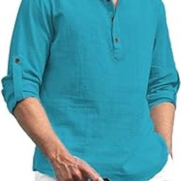 Men Cotton Blend Slim Fit Full Sleeve Short Kurta | Super Soft Stylish Kurta for Any Occasions (KRTBTN22)-image-61
