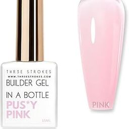 THR3E STROKES BIAB Clear,Pink,Nude,White Builder Gel for Nails, 15ml Nail Strengthener in a Bottle, Nail Extension Hard Gel, Soak Off Long Lasting UV Light Cure, Base Coat Top Coat Needed (15ML) (PINK)-image-18