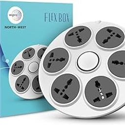Wipro North West UFO 6+1 Flex Box with 6 Universal Socket & Single Switch | 2 meter long Extension Cord | Ultra smooth Rotation | Round Powerstrip for Home, Office | Pack of 1 | Grey & White-22