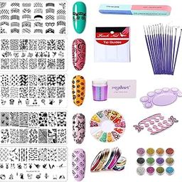 Royalkart Combo Of 3D Nail Art Stamping Kit Rectangular 5 Image Plates, Double-Sided Stamper & Scraper & 3D Nail Art Tools-65