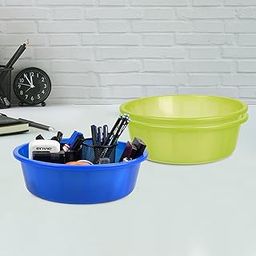 Pack of 3 Desk Organizer | Stationery Organizer | Multipurpose Storage Organizer | Office Supplies for Pen-Pencil-Staplers | Desktop Organizer | 6 LTR | Green & Blue-image-84