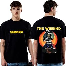 Starboy Oversized Black Tshirt for Women and Men The Weekend Drop Shoulder Unisex Baggy Loose Fit T-Shirts-image-26