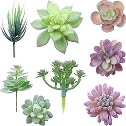 HASTHIP® 8Pcs Artificial Succulent Plants, Faux Succulent in Flocked, Fake Textured Succulent for Indoor Outdoor Floral Arrangement Home Decor and DIY Landscape Decorations-image-2
