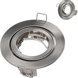 Adjustable Recessed Ceiling Light Fixture Mount, Round, Brushed Nickel, Tiltable Downlight Frame. Light Holder-32