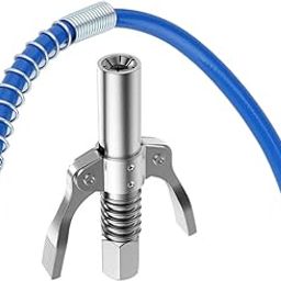 EPITECH MART Grease Gun Coupler Quick Lock and Release 10000 PSI Grease Coupler with 12inch Flexiable Blue Hose Pipe-image-10