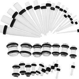 36Pcs Ear Gauges Stretching Kit Acrylic Plug 14G-00G Expander Transparent | Fashion Jewelry | Body Jewelry | Body Piercing Jewelry-image-52