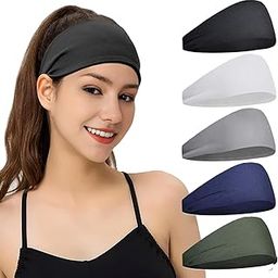 Galox Sports Headbands for Women Pack of 5, Women's Sports Sweatband for Running, Cycling, Basketball, Football, Yoga, Fitness Workout-image-16