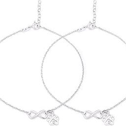 925 Sterling Silver Designer Infinity Paw Rhodium Plated Adjustable Chain Thread Anklet (Pair) | Gift for Women & Girls | With Certificate of Authenticity & 925 Hallmark-image-11
