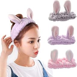 Plush Bunny Ear Headband for Girls & Women | Soft Velvet Spa Hairband for Washing Face, Makeup, Shower, Bath | Korean Skincare (Pack of 1, Free Size)-51