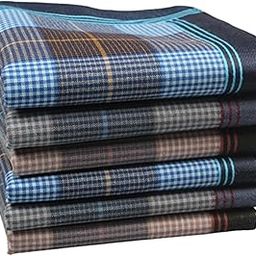 ™ Mens Handkerchiefs Gents Hankies for Fathers Grandfathers Fashion Dark Plaid 6 Pieces | Handkerchiefs | Mens Accessories-image-17