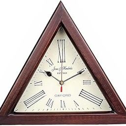 AHSKY Time Instruments Triangle Wooden Analog Clock 12 Inches Wooden Analog Triangle Wall Clock Designer Number Wall Mounted Clock For Office Hallway Dining & Living Room Home & Decor Gift Item-14
