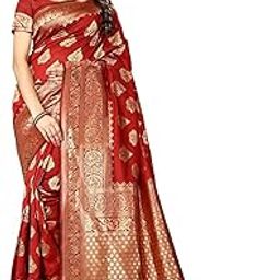 Women's Pure Fancy Kanjivaram Silk Saree Banarasi Silk Saree Rich Pallu Design Work Zari Woven Jacquard Trendy Special Occassion Wear With Blouse Piece-image-90