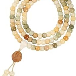 EDMIRIA Bodhi Jade Root Seed 108 Beads Necklace Tibetan Mala Beads Bracelet for Meditation and Prayer 108 Buddhist Prayer Beads Tibetan Rosary Bodhi Mala Necklace for Men Women-image-32