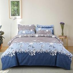 KETOSTICS Combo of 300 TC Premium Glace Cotton King Size Duvet Cover with Zipper (Dohars) 90x100 inch & Elastic Fitted 1 Double Bedsheet Cover 2 Large Pillow Covers (72x78x8 Inch) AS-02-image-75