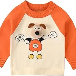 bold n elegant Kid's Full Sleeve 3D Cute Puppy Plush Toy Brooch Cartoon Warm Woolen Winter Pullover Sweater Cardigan for Boys & Girls-picture-48