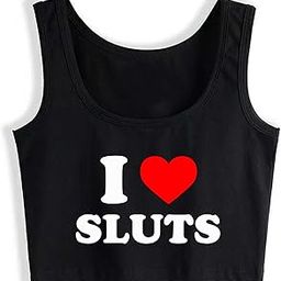 Crop Top Sleeveless Tank Top Vest I Love Sluts Hot Dads My Husband Anal-18
