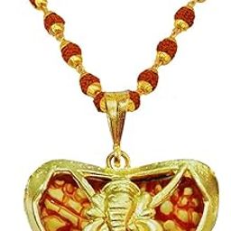 Religious One Mukhi/Half Moon Rudraksha Bead in Gold Plated Trishul Cap with Gold Plated Cap Panchmukhi Rudraksha Mala 00 00 00 00 for Men and Women-picture-48