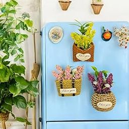Krisah Decorative Magnetic Plant Holders, Set of 3 Resin Flower Pots with 'I Love You' Message, Refrigerator Magnets, 7 cm x 4 cm-61