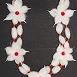 MARIGOLD CREATIVE HOUSES- Cotton Mala (Garland) with Gejje Vastra & Flowers -(Length -18 Inches)-image-56