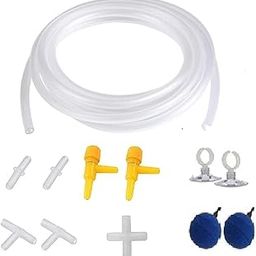 10 Meter PVC Hose Oxygen Pipe, 2 Aquarium Controller, 2 T-Way Air Connectors, 2 I-Way Connectors, 2 Aquarium Air Stones, 2 Suction Cups, 1 No of 4 Way Air Connector (12 Pcs)-10