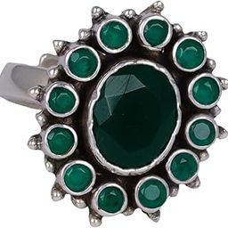 925 Solid Sterling Silver Ring, Essence Green Scintillating Ring, Statement Adjustable Ring, Oxidized Pure Silver Ring, Well Stamped with 925, Gift For Her, Traditional Jewelry-image-75