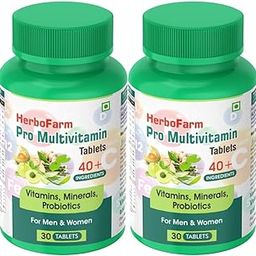 HerboFarm Pro Multivitamin With Probiotics - 40+ Ingredients Supplement For Men And Women | Vitamin C, D, E, B3, B5, B12, Zinc, Magnesium, Giloy & Biotin | Good For Bone & Joint Support | Gut health - 30 Veg Tablets (2)-image-2