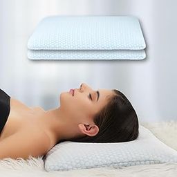 Dormyo Ultra Slim Pillow - Memory Foam for Sleeping - Ultra Thin for Neck Pain Relief - Thin Cervical for Neck Support - Thinnest Orthopedic (2,Eloura, 25.5" x 16.5" x1")-image-85