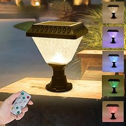 UDropMore LED Solar Garden Lights with Remote Control | Tricolor with RGB Mode | Waterproof | Combo Pack of 2 | ABS & PC Body | Main Gate Light| Outdoor | Pillar | Decorative Light-15