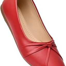 Rasgulla Women's Bellies Flats | Stylish Slip-On Ballerina Shoes for Daily, Office & Casual Wear | Lightweight Comfortable TPC Sole | Color Cherry | Size : 7-12