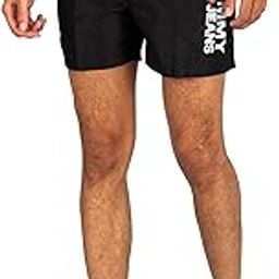 Men's Medium Drawstring Slim Swim Shorts, Black-picture-14
