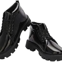 Premium Men's Patent Leather Boots Stylish Durable Footwear for Every Occasion Black | Leather Casual Boot | High Top Ankle Boots for Men-picture-19