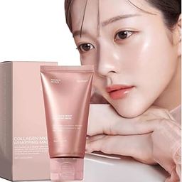 QLOVYA™ Korean Collagen Overnight Wrapping Peel Off Facial Face Mask For Pore Minimizing, Anti Oily,Firming & Anti-Aging Hydration Masks for Glowing Skin (Tube With Brush)-12