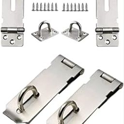 Door Hasp Lock Stainless Steel/Hardware Hinge/Door Locks Hasp Latch, Safety Packlock Clasp Hasp Lock Latch, Extra Thick Gate Lock Hasp with Screws Brushed Finish Size-4inch ss Utensils (Pack of 4pcs)-image-41