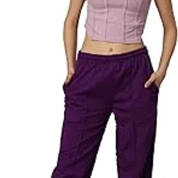 sxv style SXV Solid Purple Pull-On Fleece Joggers (M, Purple)-picture-14