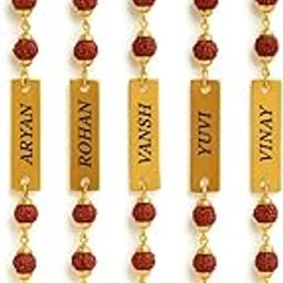 Rudraksh Rakhi with Name for Brother, Set of 5, Rakshabandhan Special(5pcs)-image-1