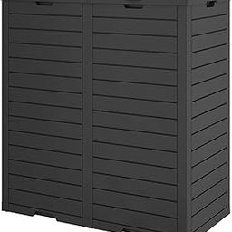 62 Gallon Outdoor Trash Can, Waterproof Garbage Can with Tiered Lid and Drip Tray, Resin Outside Trash Bin for Patio, Backyard, Deck-picture-7