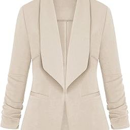 Womens Casual Blazer Pockets Open Front Cardigan Work Office Jacket 3/4 Sleeve-image-47