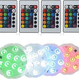 Dingde Submersible LED Lights 2.8inch Battery Powered Remote Controlled Color Changing Tea Lights Small LED Lights for Party Pond Pool Wedding Halloween Christmas (4 Pack)-picture-15