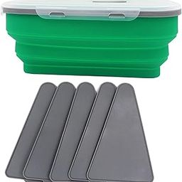 Leftover Pizza Storage Container with 5 Microwavable Serving Trays Organizer Green-image-102