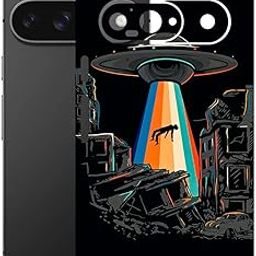 AtOdds Mobile Skin Sticker Wrap | Compatible for Google Pixel 9 (5G) | Scratchproof Matte Finish | Full Coverage for All Sides & Camera Protection (Alien Invade)-picture-1
