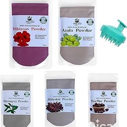 वेदिका Herbal 100% Pure & Natural Hair Care Powder Pack – Amla, Reetha, Shikakai,Bhringraj and Hibiscus (100g Each, Pack of 5) – For Hair Growth & All Hair Types| Free Shampoo Brush |-image-65
